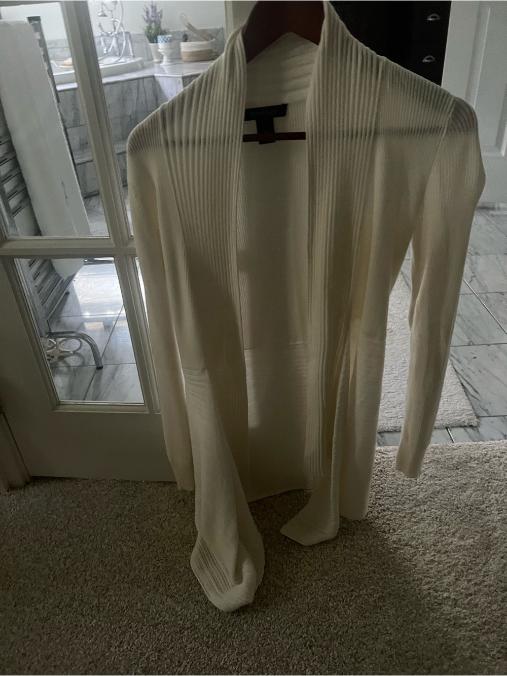 White House black market Ivory Open-Front Ribbed Cardigan
